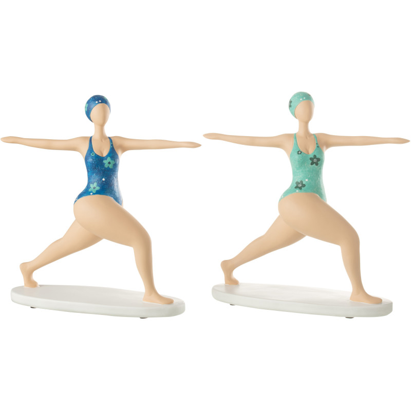 Statuettes décoratives femme yoga étirement polyrésine 29,5 cm lot de 2 Lurena 