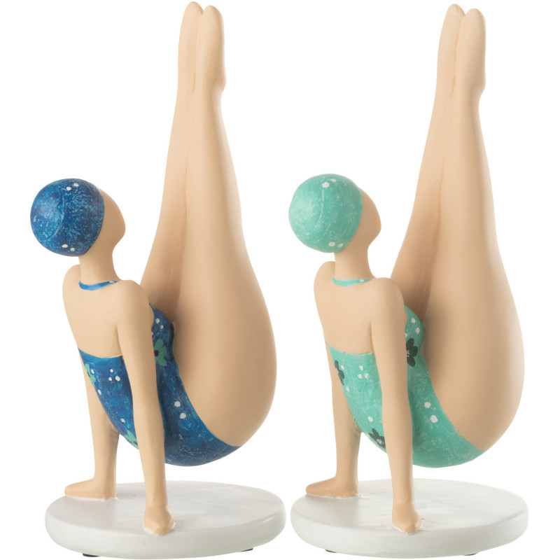 Statuettes décoratives femme yoga en équilibre polyrésine 26 cm lot de 2 Lurena 