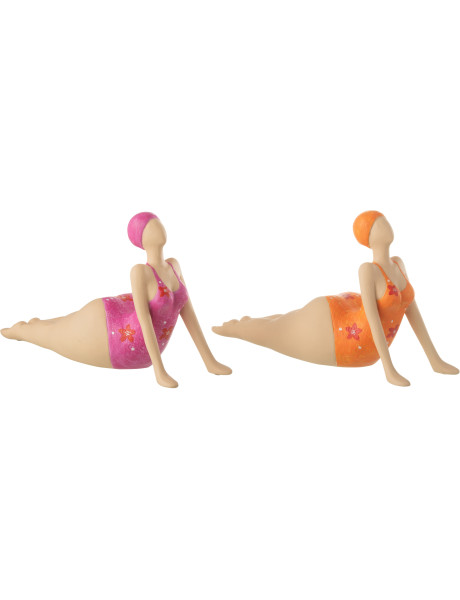 Statuettes décoratives femme yoga allongée polyrésine 32 cm lot de 2 Lurena 