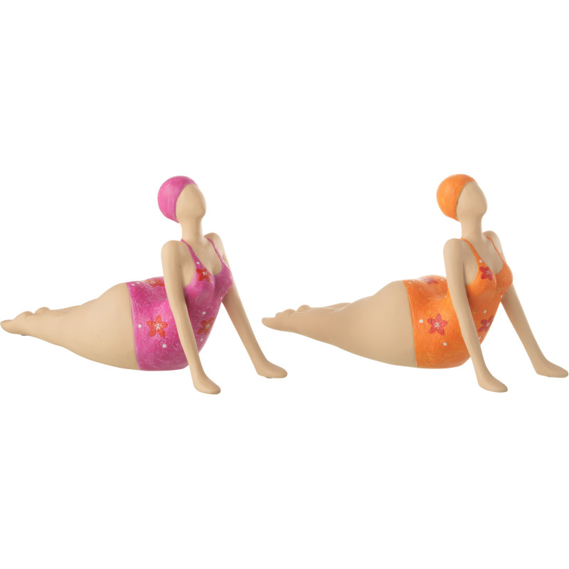 Statuettes décoratives femme yoga allongée polyrésine 32 cm lot de 2 Lurena 