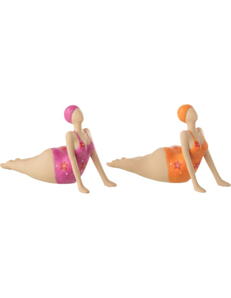 Statuettes décoratives femme yoga allongée polyrésine 32 cm lot de 2 Lurena 