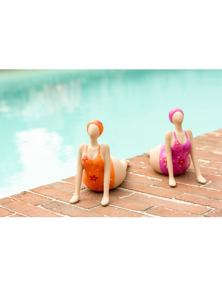 Statuettes décoratives femme yoga allongée polyrésine 32 cm lot de 2 Lurena 