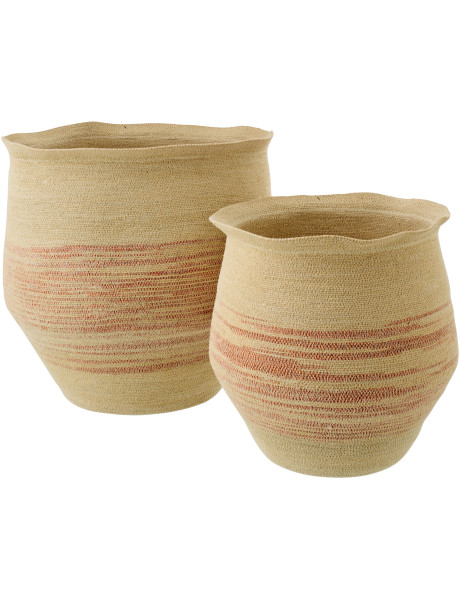 Set de 2 paniers en fibres naturelles terracotta Marévia 