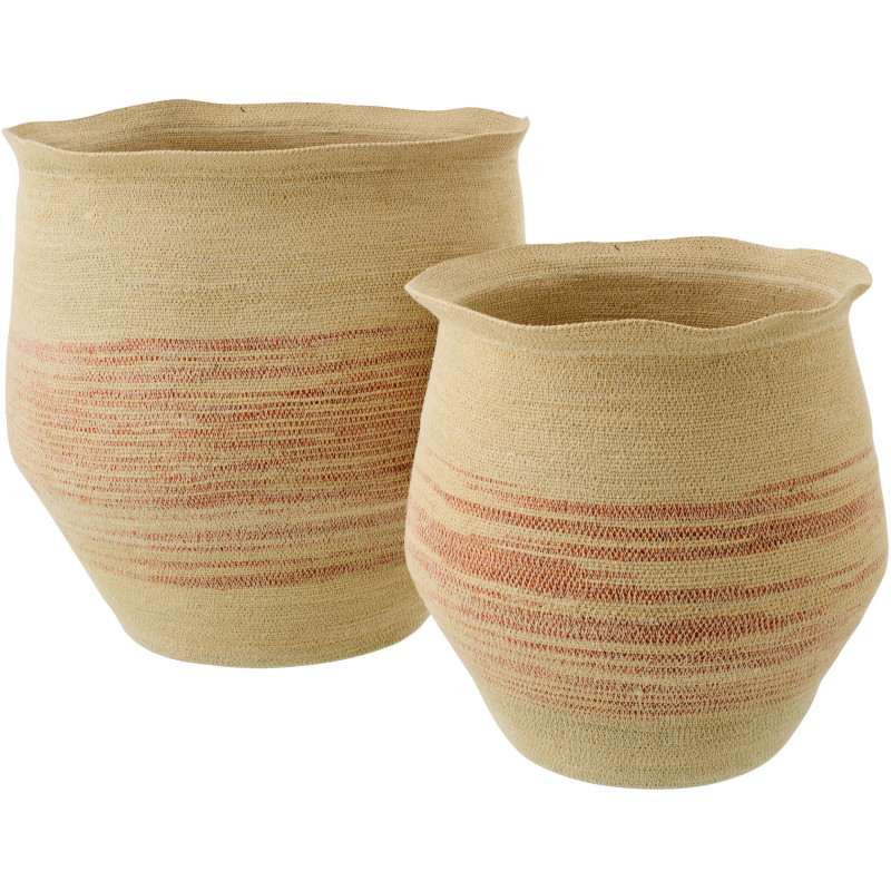 Set de 2 paniers en fibres naturelles terracotta Marévia 