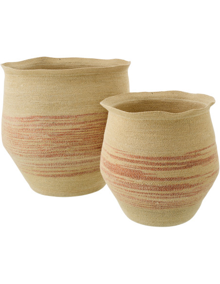 Set de 2 paniers en fibres naturelles terracotta Marévia 