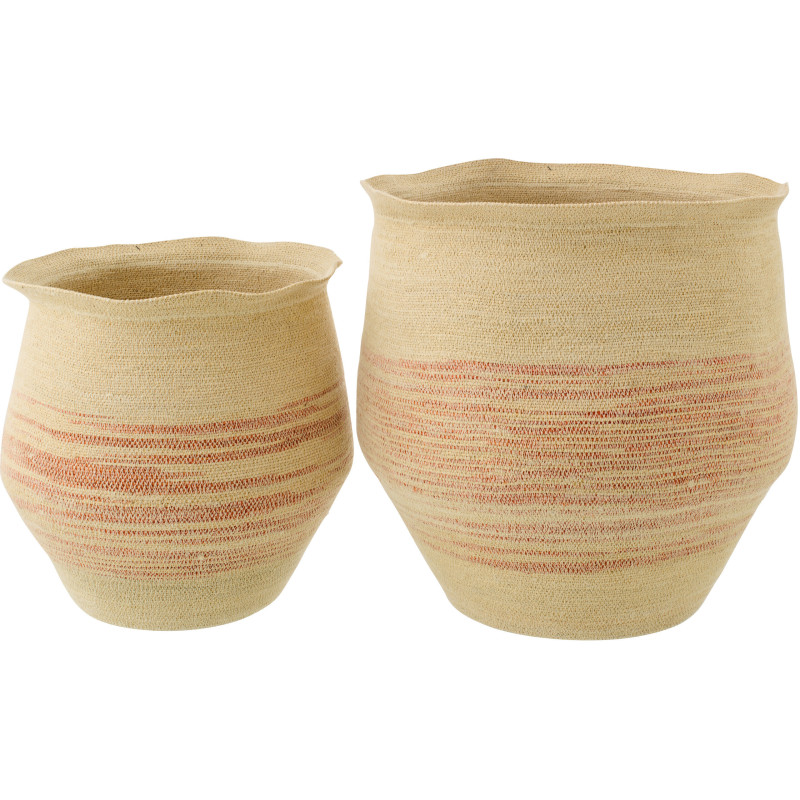 Set de 2 paniers en fibres naturelles terracotta Marévia 