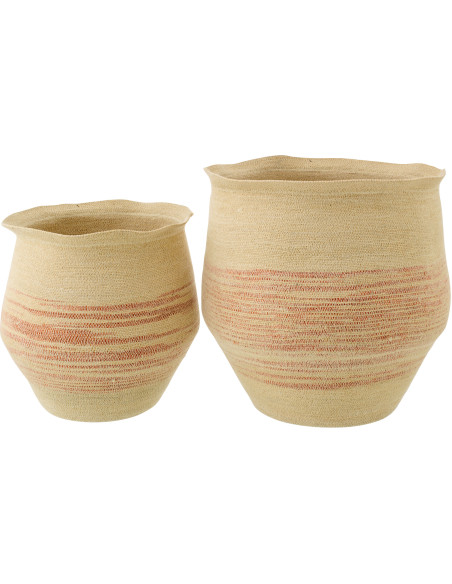 Set de 2 paniers en fibres naturelles terracotta Marévia 