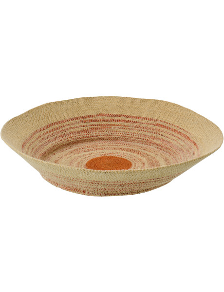 Plateau décoratif rond en fibres naturelles motifs terracotta Ø52 cm Marévia 