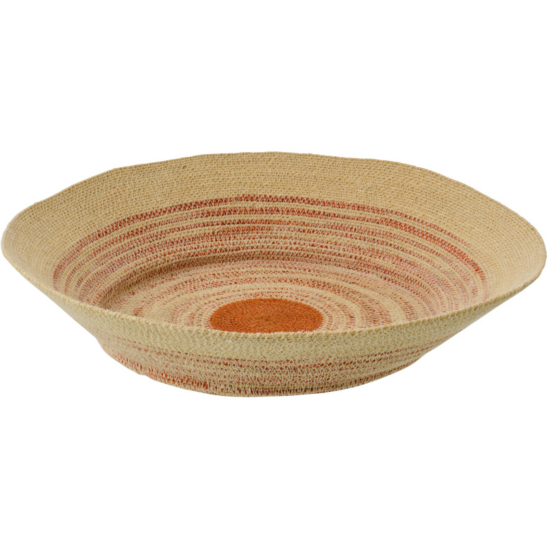 Plateau décoratif rond en fibres naturelles motifs terracotta Ø52 cm Marévia 