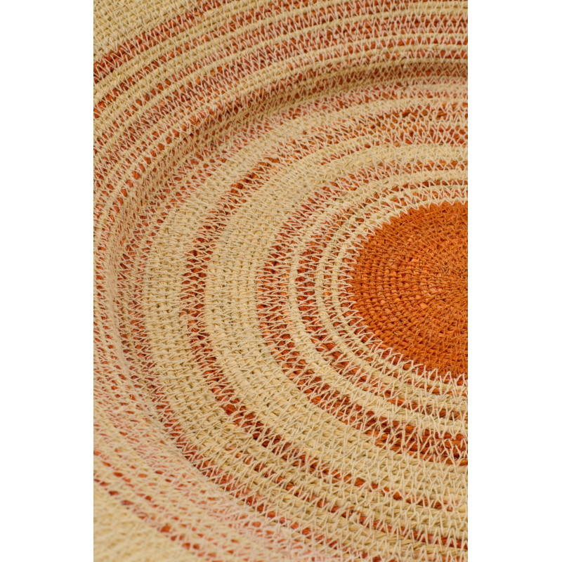 Plateau décoratif rond en fibres naturelles motifs terracotta Ø52 cm Marévia 