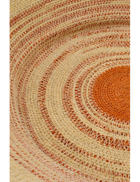 Plateau décoratif rond en fibres naturelles motifs terracotta Ø52 cm Marévia 