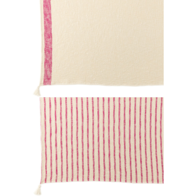 Plaids coton écru et rose 130 x 180 cm lot de 2 Solyra 