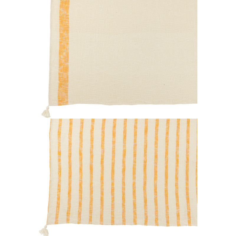 Plaids coton écru et orange 130 x 180 cm lot de 2 Solyra 