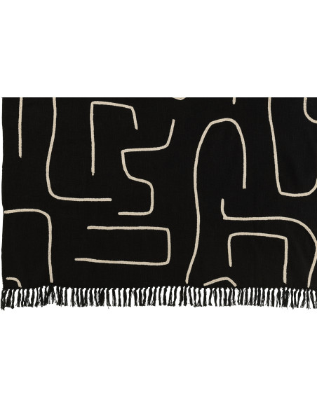 Plaid coton lignes graphiques noir profond 130 x 180 cm Lioren 