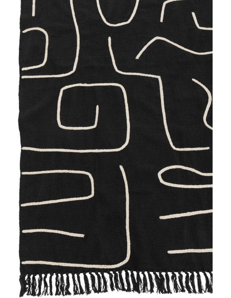 Plaid coton lignes graphiques noir profond 130 x 180 cm Lioren 