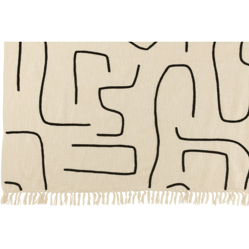 Plaid coton lignes graphiques noir écru 130 x 180 cm Lioren 