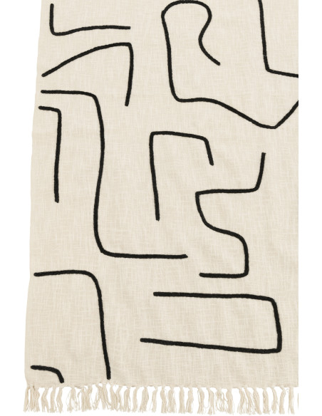 Plaid coton lignes graphiques noir écru 130 x 180 cm Lioren 