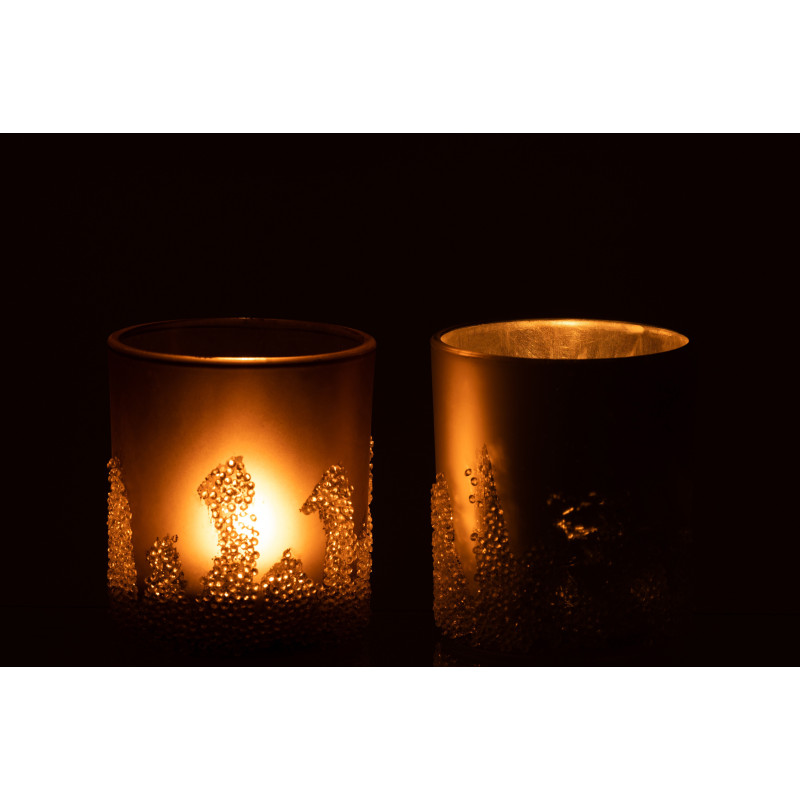 Photophores en verre givré gris argent Ø9 x H10 cm lot de 2 Crysalis 