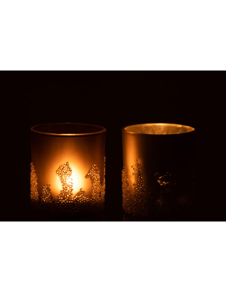 Photophores en verre givré gris argent Ø9 x H10 cm lot de 2 Crysalis 