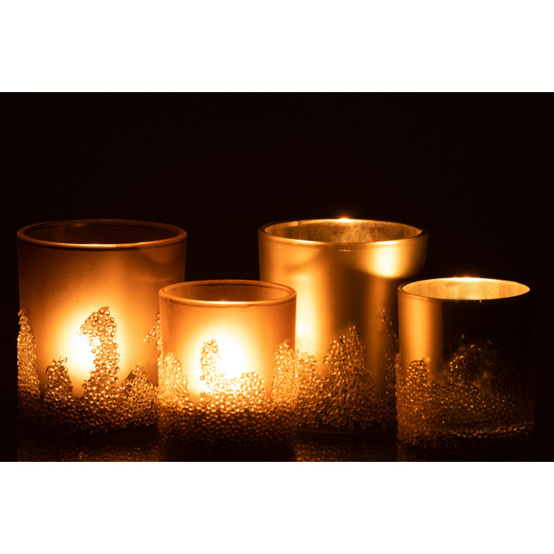 Photophores en verre givré gris argent Ø9 x H10 cm lot de 2 Crysalis 