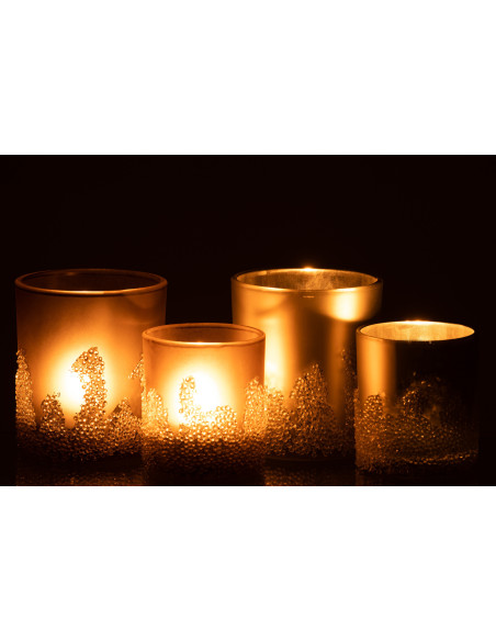 Photophores en verre givré gris argent Ø9 x H10 cm lot de 2 Crysalis 