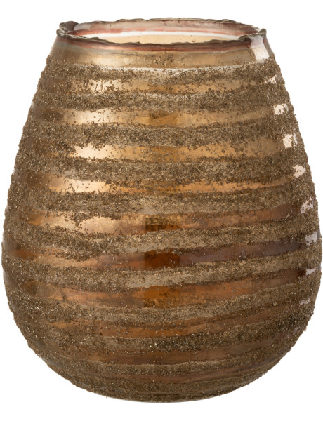 Photophore rond en verre texturé marron Ø20 x H23 cm Terralis 