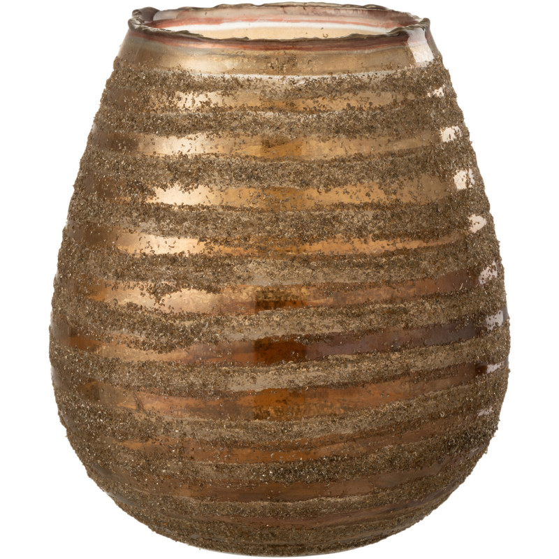 Photophore rond en verre texturé marron Ø20 x H23 cm Terralis 