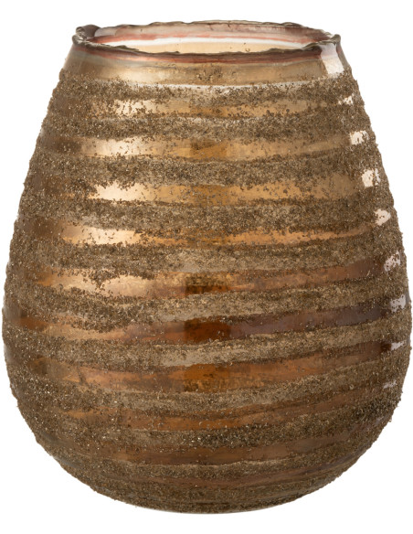 Photophore rond en verre texturé marron Ø20 x H23 cm Terralis 