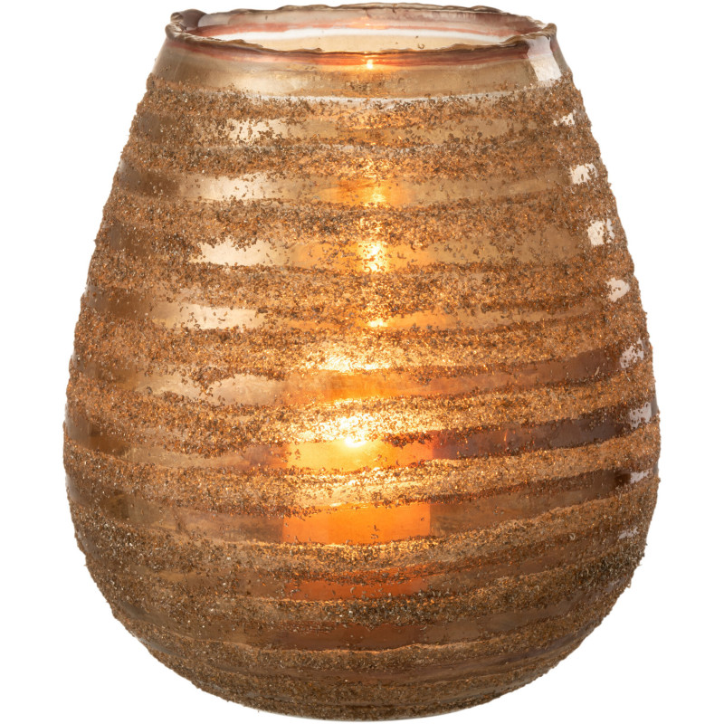 Photophore rond en verre texturé marron Ø20 x H23 cm Terralis 