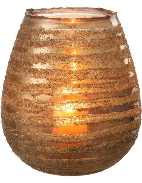 Photophore rond en verre texturé marron Ø20 x H23 cm Terralis 