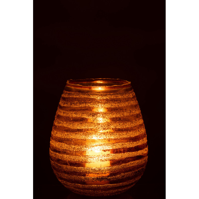 Photophore rond en verre texturé marron Ø20 x H23 cm Terralis 