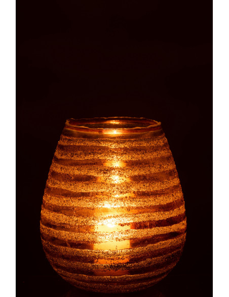 Photophore rond en verre texturé marron Ø20 x H23 cm Terralis 