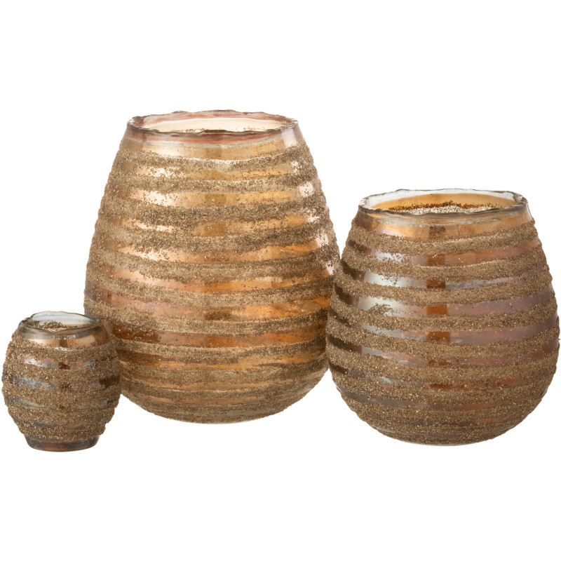 Photophore rond en verre texturé marron Ø20 x H23 cm Terralis 