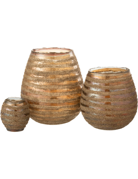 Photophore rond en verre texturé marron Ø20 x H23 cm Terralis 