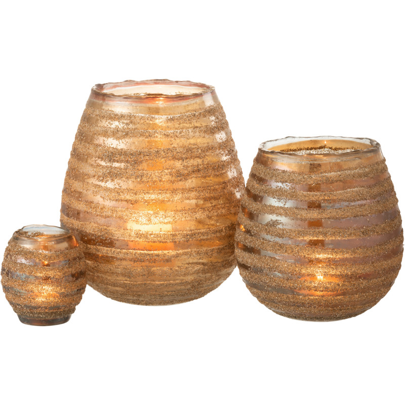 Photophore rond en verre texturé marron Ø20 x H23 cm Terralis 