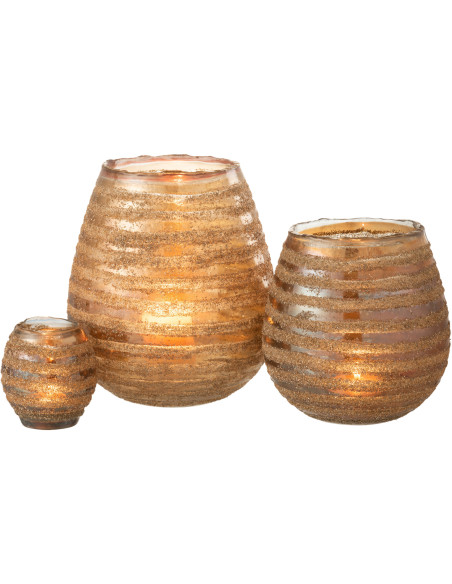 Photophore rond en verre texturé marron Ø20 x H23 cm Terralis 