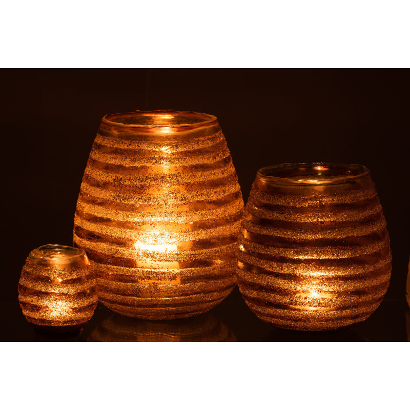 Photophore rond en verre texturé marron Ø20 x H23 cm Terralis 