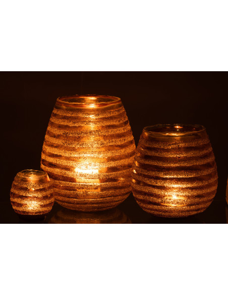 Photophore rond en verre texturé marron Ø20 x H23 cm Terralis 