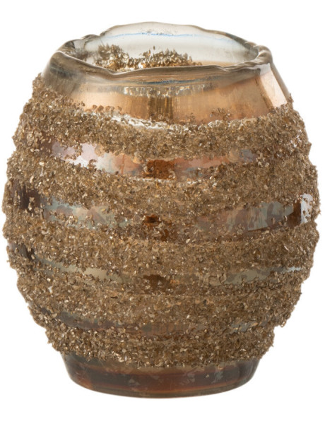 Photophore rond en verre texturé marron Ø9 x H9 cm Terralis 