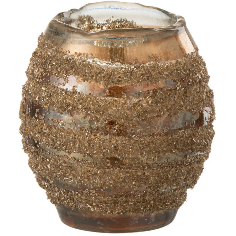 Photophore rond en verre texturé marron Ø9 x H9 cm Terralis 