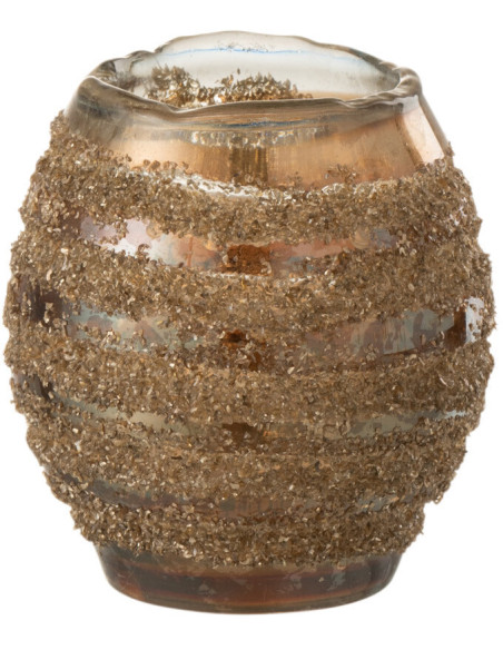 Photophore rond en verre texturé marron Ø9 x H9 cm Terralis 