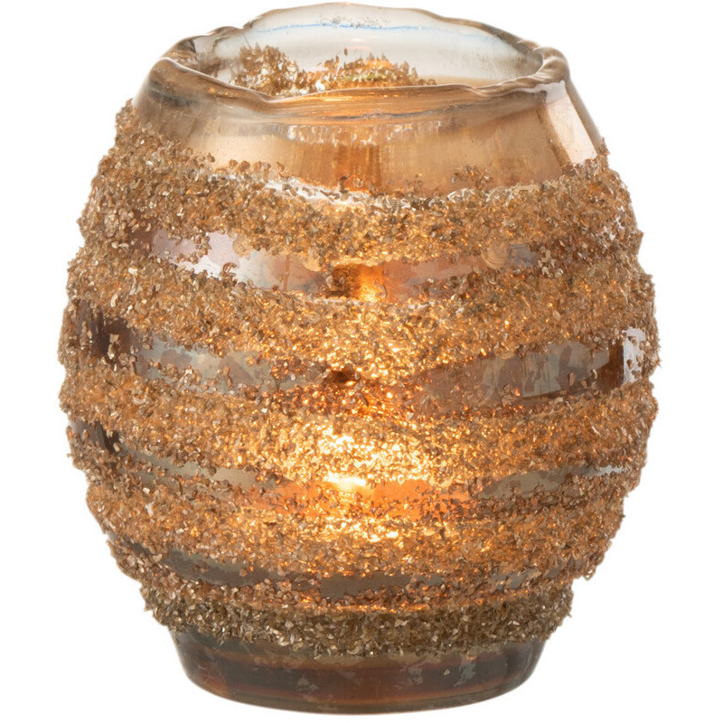 Photophore rond en verre texturé marron Ø9 x H9 cm Terralis 