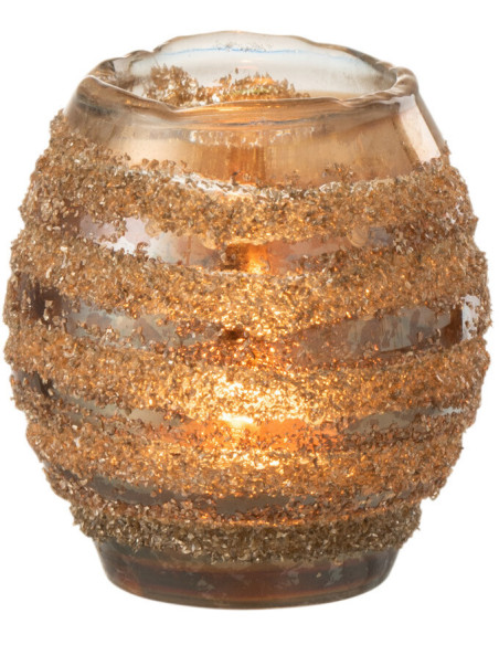 Photophore rond en verre texturé marron Ø9 x H9 cm Terralis 