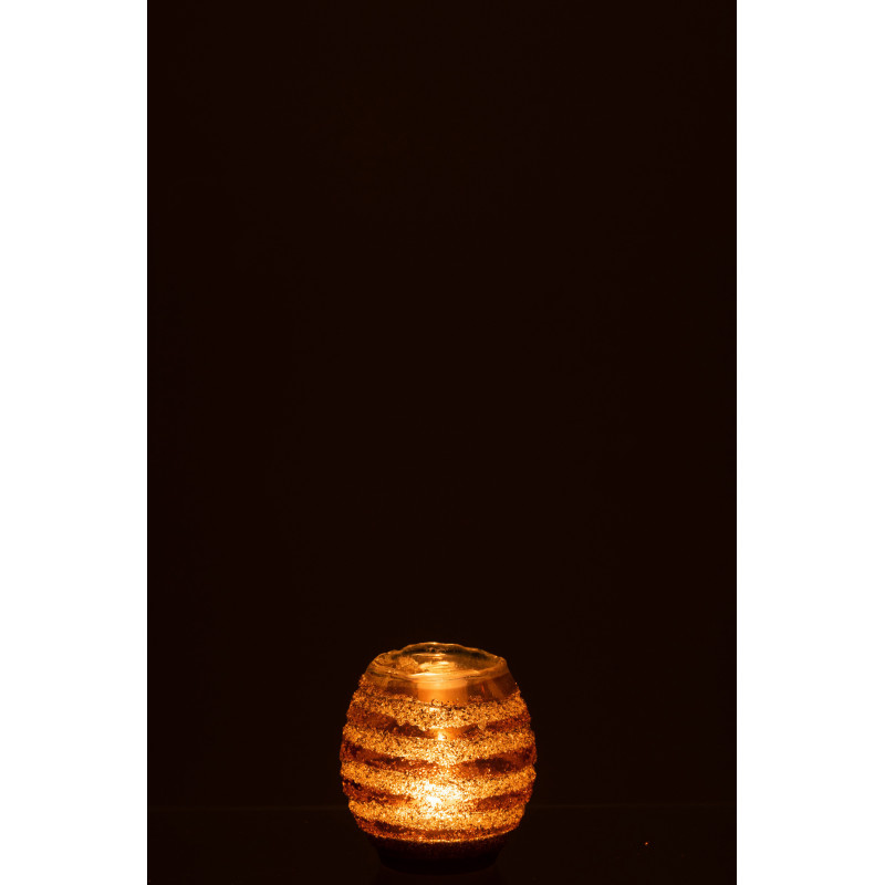 Photophore rond en verre texturé marron Ø9 x H9 cm Terralis 