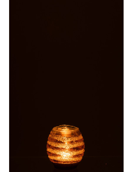 Photophore rond en verre texturé marron Ø9 x H9 cm Terralis 