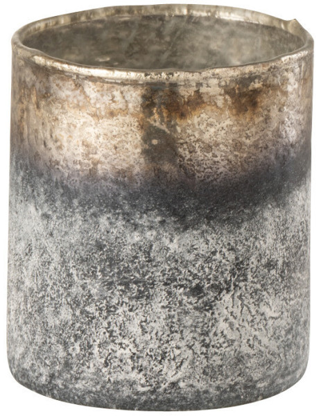 Photophore en verre effet fumé bleu gris Ø7 x H8 cm Noxalis 