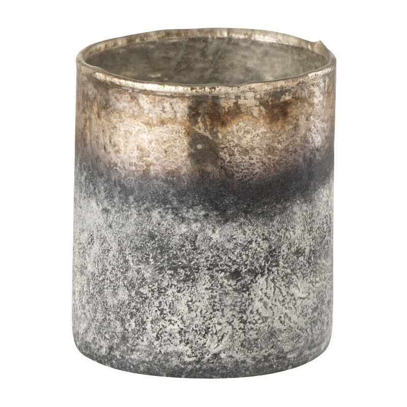 Photophore en verre effet fumé bleu gris Ø7 x H8 cm Noxalis 