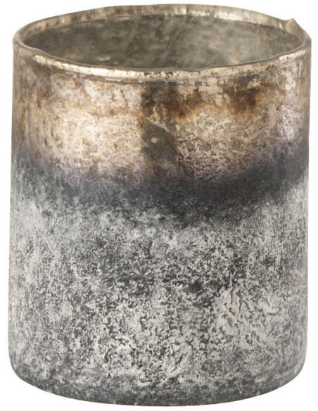 Photophore en verre effet fumé bleu gris Ø7 x H8 cm Noxalis 