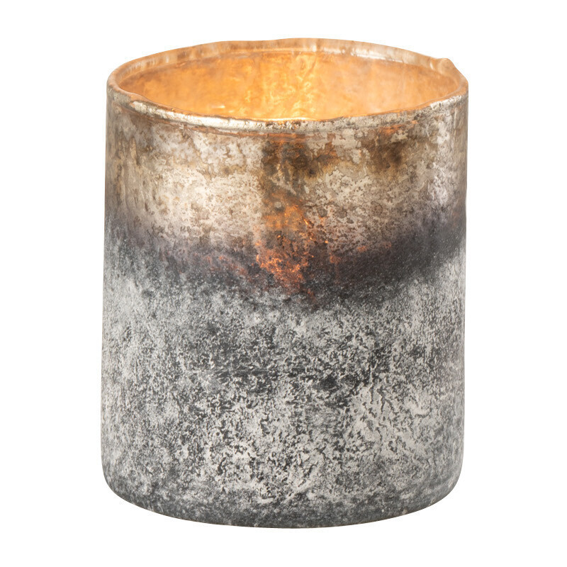 Photophore en verre effet fumé bleu gris Ø7 x H8 cm Noxalis 