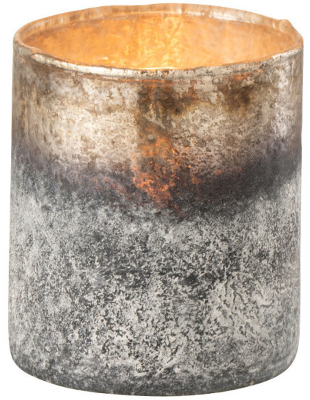 Photophore en verre effet fumé bleu gris Ø7 x H8 cm Noxalis 